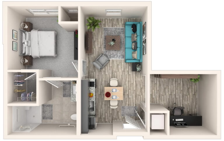 Royal floor plan with one bedroom